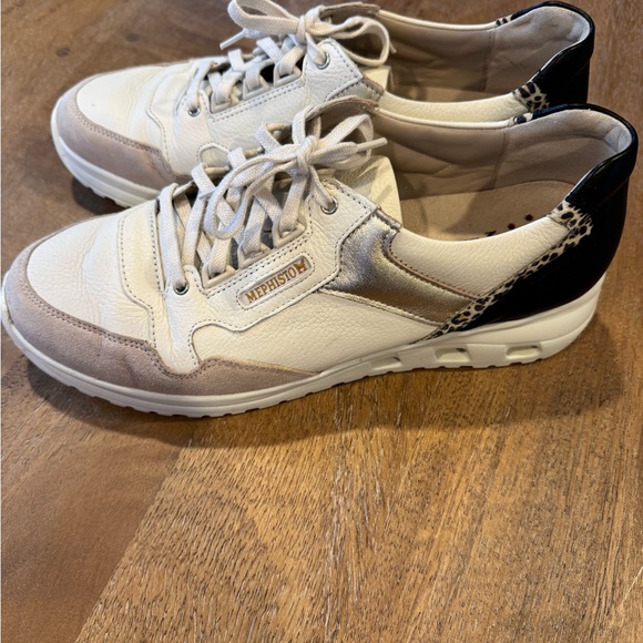 Mephisto White and Tan Women's Sneakers - Picture 2 of 5